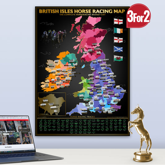 Scratch-Off-Pferderennen-Karte der Britischen Inseln