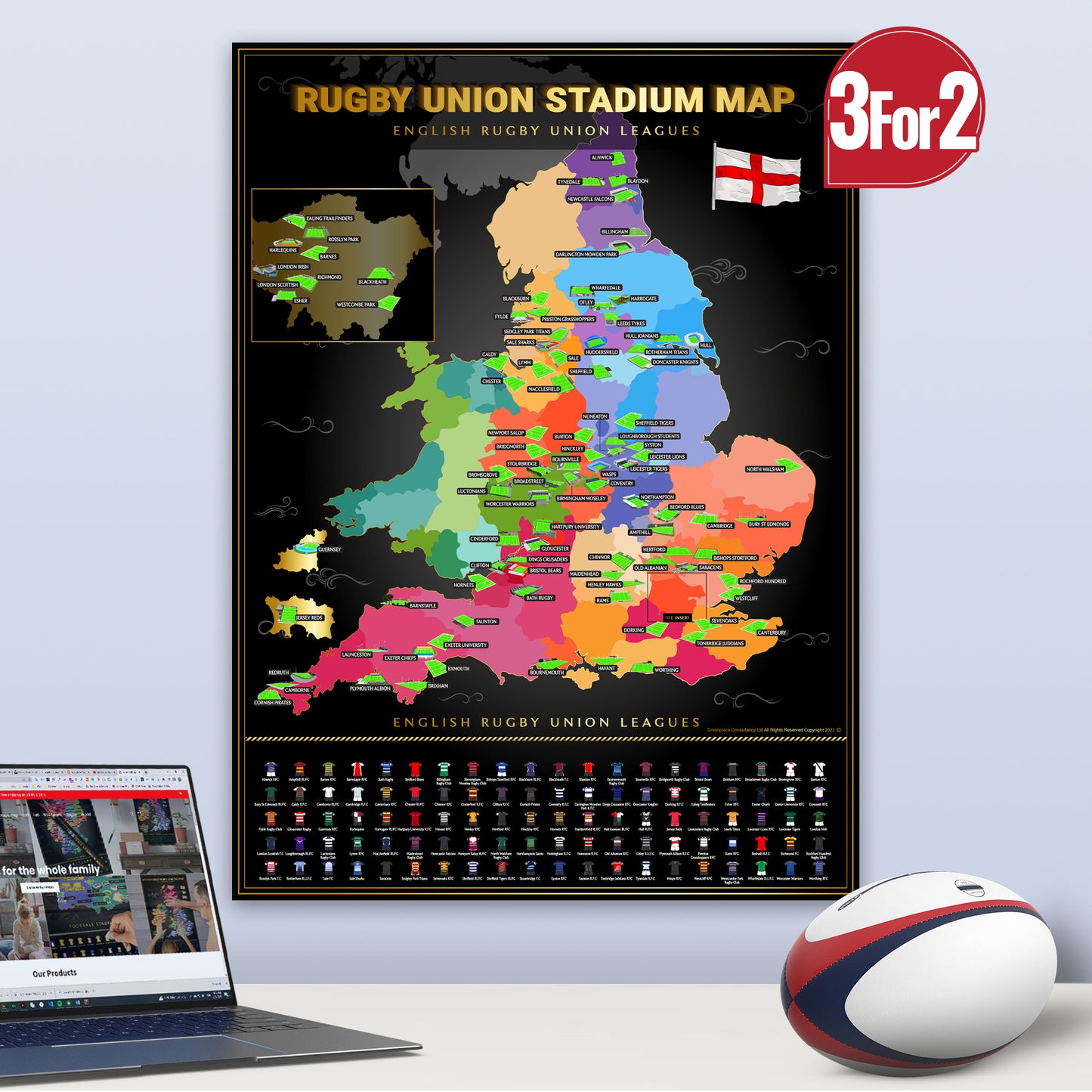 English Rugby Union Map