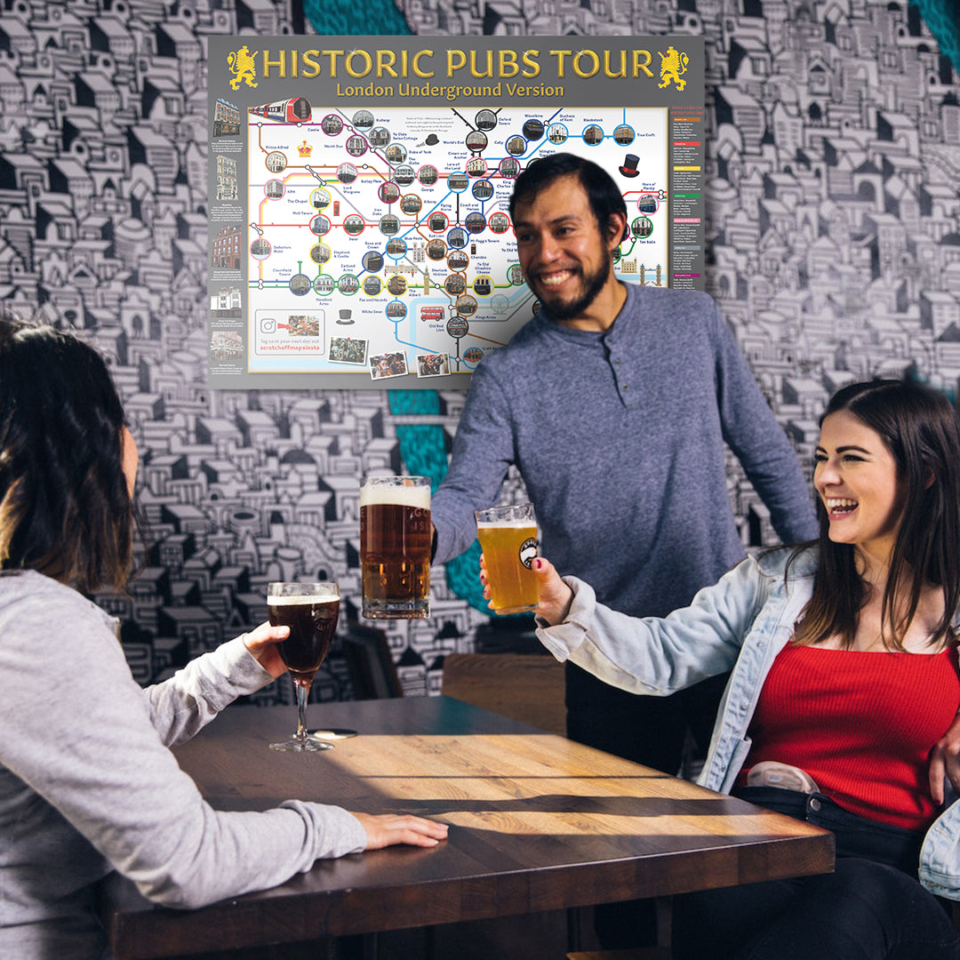 Historische Rubbelkarte des Londoner Pubs