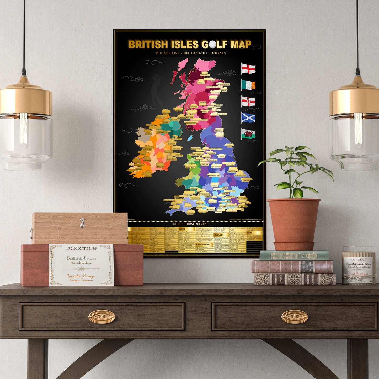 Golfkarte der Britischen Inseln zum Rubbeln